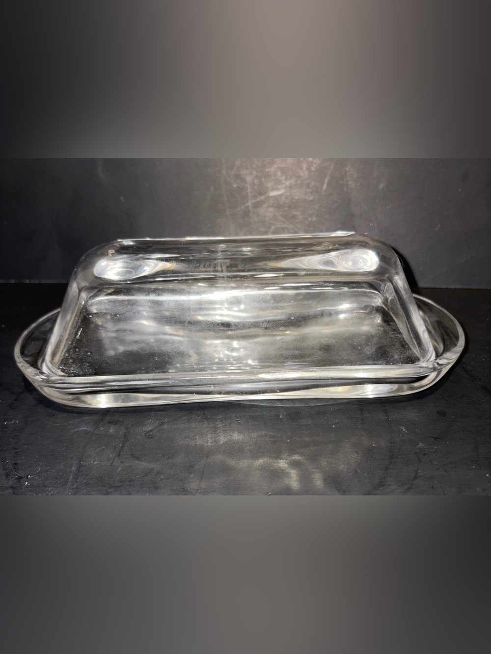 Clear Glass Rectangular Butter Dish with Lid